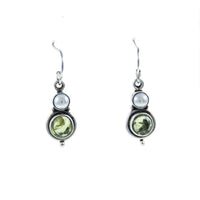 Jewellery Hound Earrings Vintage Pair of Silver Peridot and Pearl Drop Earrings