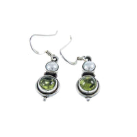 Jewellery Hound Earrings Vintage Pair of Silver Peridot and Pearl Drop Earrings
