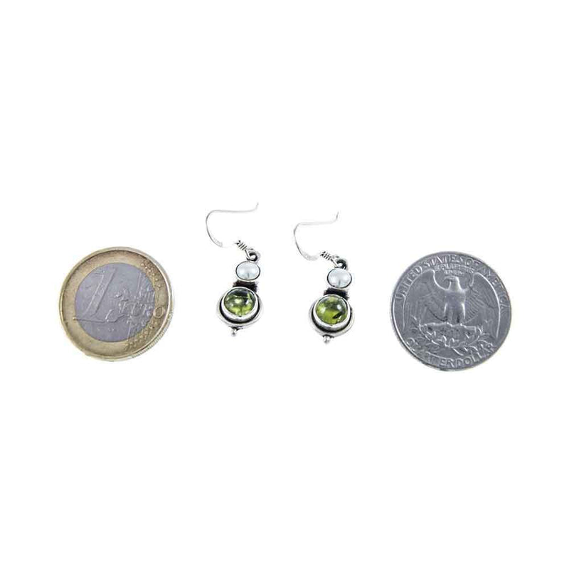 Jewellery Hound Earrings Vintage Pair of Silver Peridot and Pearl Drop Earrings
