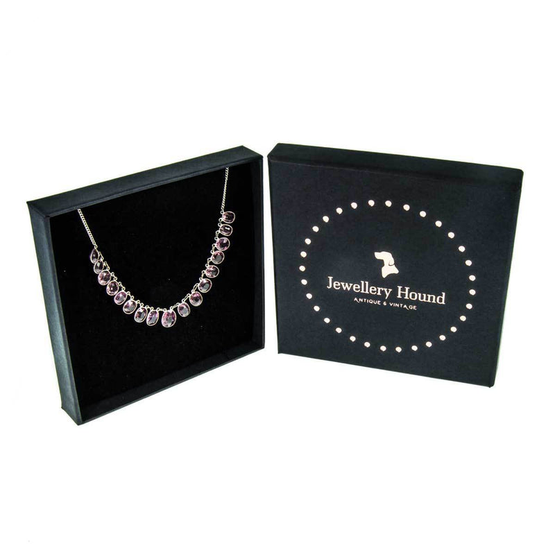 Jewellery Hound Necklaces A Recycled Vintage Costume 'Almandine Garnet' Coloured Paste 'Rivière' style  Necklace