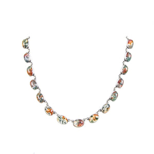 Jewellery Hound Necklaces A Vintage Sterling Silver Cabochon Moss Agate Linked Necklace