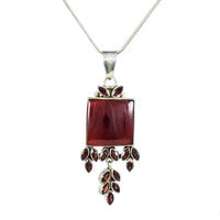 Jewellery Hound Necklaces Bohemian Style Carnelian and Garnet Drop Pendant and Chain