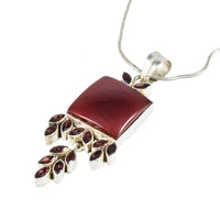 Jewellery Hound Necklaces Bohemian Style Carnelian and Garnet Drop Pendant and Chain