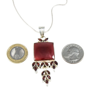 Jewellery Hound Necklaces Bohemian Style Carnelian and Garnet Drop Pendant and Chain