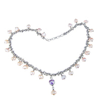 Jewellery Hound Necklaces Danish Silver Fresh Water Pearl Choker Necklace with Hanging Purple Heart