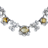 Jewellery Hound Necklaces Vintage Filigree Silver Citrine Necklace/Choker