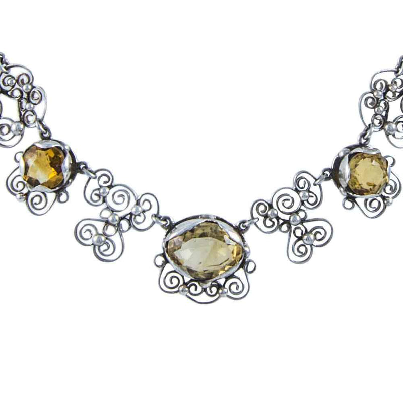 Jewellery Hound Necklaces Vintage Filigree Silver Citrine Necklace/Choker
