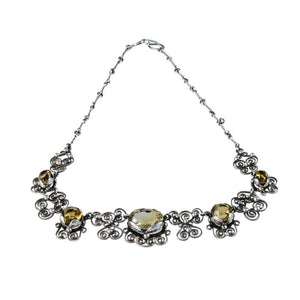 Jewellery Hound Necklaces Vintage Filigree Silver Citrine Necklace/Choker