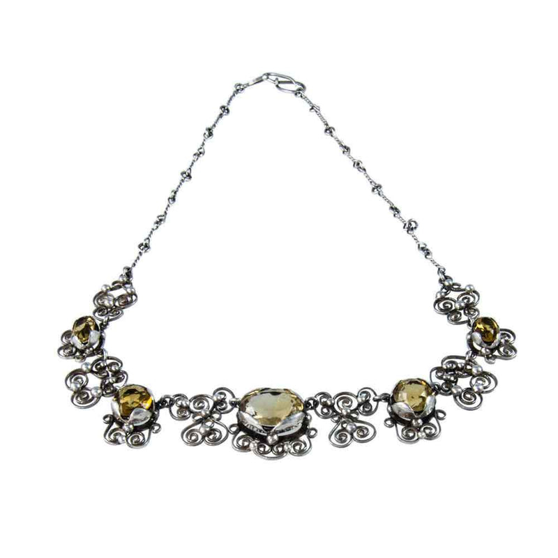 Jewellery Hound Necklaces Vintage Filigree Silver Citrine Necklace/Choker