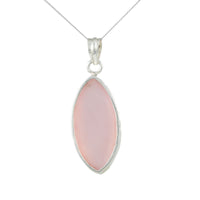 Jewellery Hound Pendants A Vintage Silver Carved Flower in Rose Quartz Pendant and Chain