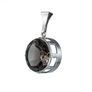 Modernist Silver Smokey Quartz Pendant by Designer Kultaseppä Salovaara