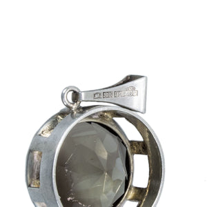 Modernist Silver Smokey Quartz Pendant by Designer Kultaseppä Salovaara - Back