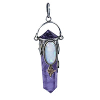 Jewellery Hound Pendants Silver and Gold, Amethyst Crystal Point and Opal Healing Pendant.