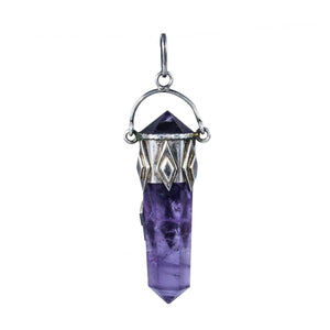 Jewellery Hound Pendants Silver and Gold, Amethyst Crystal Point and Opal Healing Pendant.