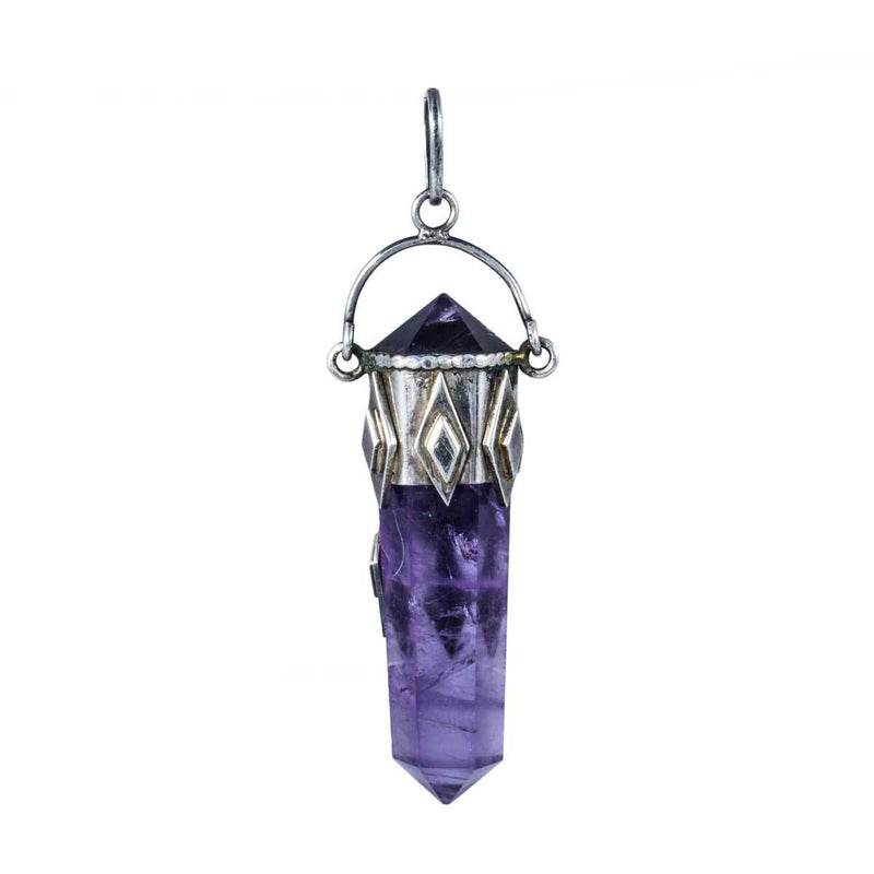 Jewellery Hound Pendants Silver and Gold, Amethyst Crystal Point and Opal Healing Pendant.
