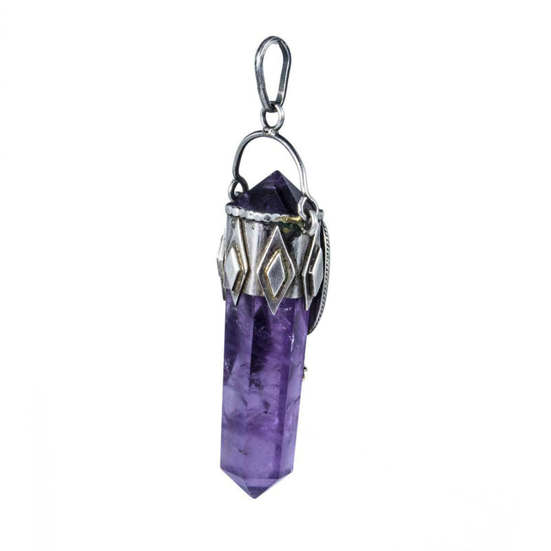 Jewellery Hound Pendants Silver and Gold, Amethyst Crystal Point and Opal Healing Pendant.