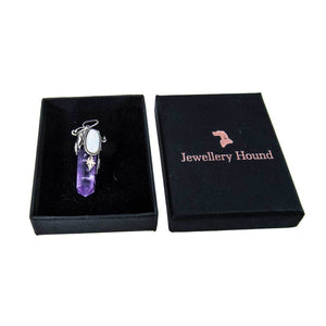 Jewellery Hound Pendants Silver and Gold, Amethyst Crystal Point and Opal Healing Pendant.