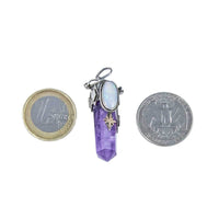 Jewellery Hound Pendants Silver and Gold, Amethyst Crystal Point and Opal Healing Pendant.