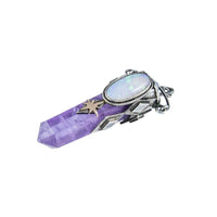 Jewellery Hound Pendants Silver and Gold, Amethyst Crystal Point and Opal Healing Pendant.
