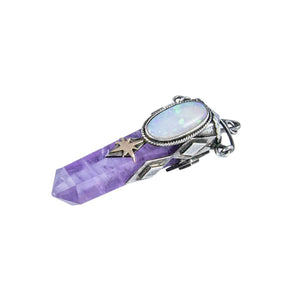 Jewellery Hound Pendants Silver and Gold, Amethyst Crystal Point and Opal Healing Pendant.