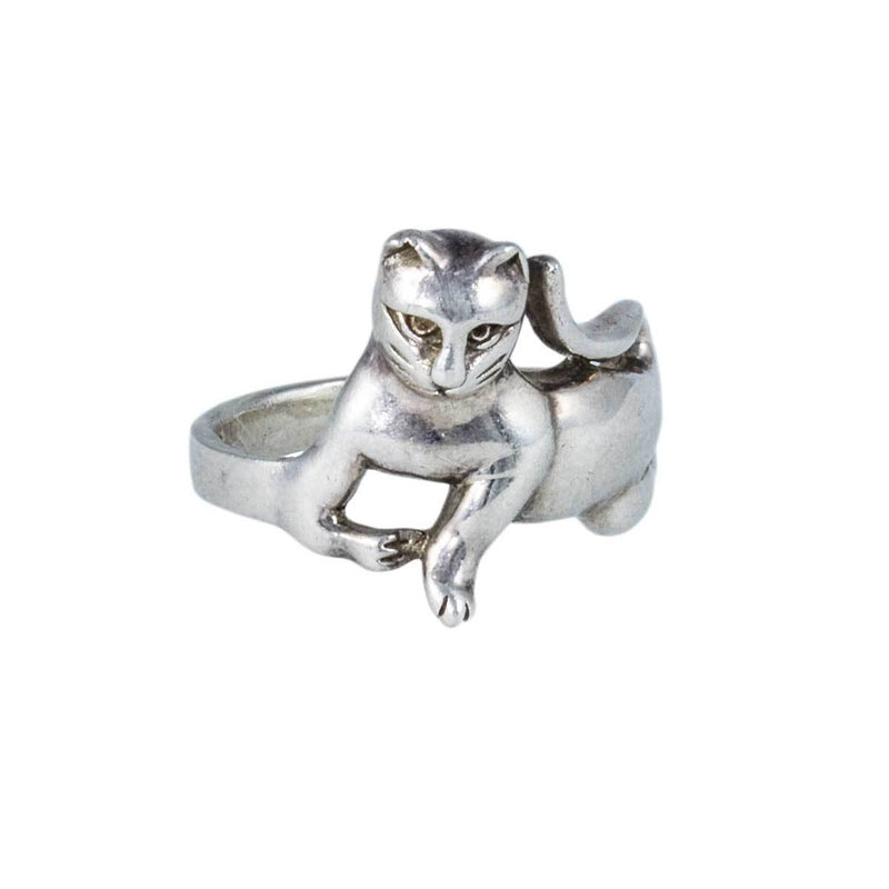 Jewellery Hound Ring A Vintage Silver (925) Cat Ring