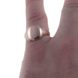 Antique Rose Gold Signet Ring on Finger