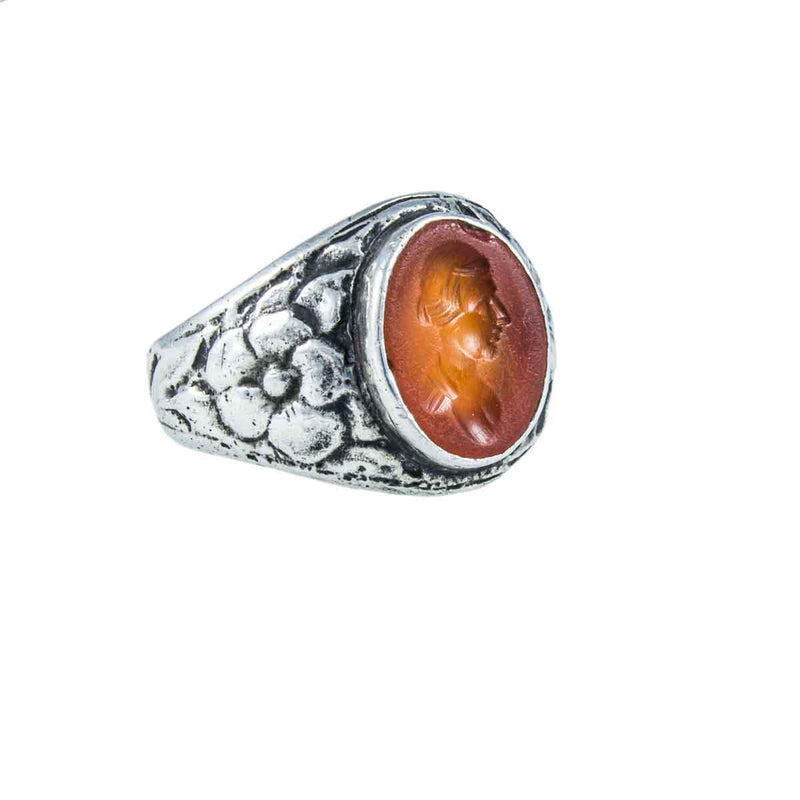 Jewellery Hound Ring Carnelian Intaglio Antique Silver Signet Ring